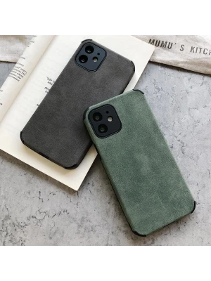 İphone 13 Pro Max Köşe Korumalı Antik Deri Telefon Kılıfı