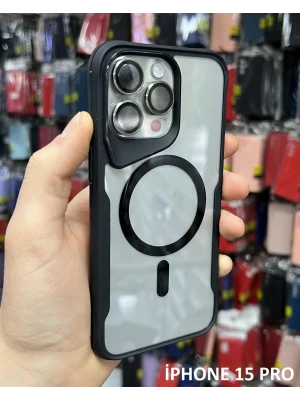 İphone 15 Pro T-Max MagSafe Uyumlu Siyah Silikon Kılıf