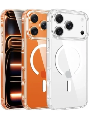 İphone 17 Pro Max Magsafe Sert Şeffaf Telefon Kılıfı