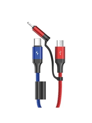 Joyroom S-M376 Type-c Mikro İphone Örgülü Çoklu USB Kablosu