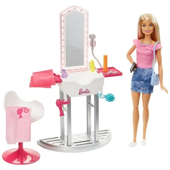 Barbie Bebek Ve Kuaför Oyun Seti FJB36