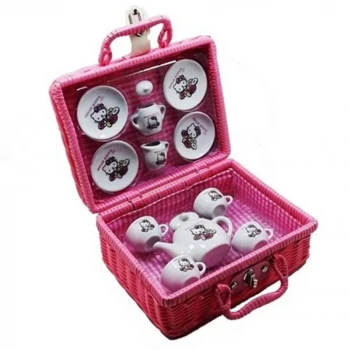 Hello Kitty Porselen Çay Seti 13 Parça Pembe Çantalı