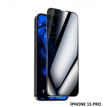 İphone 15 Pro Anti Statik Tam Kaplayan Hayalet Kırılmaz Cam