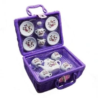 Hello Kitty Porselen Çay Seti 13 Parça Mor Çantalı