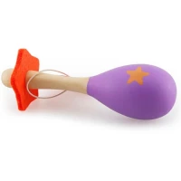 Desenli Ahşap Maracas Mor