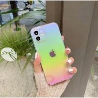 iPhone 12 Pro Max Parlak Rainbow Holografik Kamera Korumalı Sert Kılıf