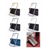 Lazer Parlak Çerçeve Şeffaf Plating Cep Telefonu Kılıfı