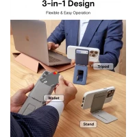 Stantlı Magsafe Deri Cüzdan 3 in 1