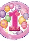 First Birthday 18 Pembe Folyo Balon
