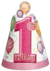 First Birthday Balon Pembe Külah Şapka