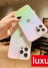 iPhone 13 Pro Max Parlak Rainbow Holografik Kamera Korumalı Sert Kılıf