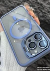 iPhone 13 Uyumlu Kılıf Klon Stantlı + Lens Korumalı MagSafe Telefon Kılıfı