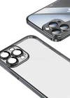İphone 14 Pro Darbe Emici Şeffaf Kenarları Renkli Sert Lazer Lensli Kılıf