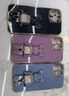 İphone 14 Pro Max Glossy Yumuşak Ayıcıklı Boncuklu Stantlı Telefon Kılıfı