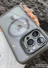 iPhone 15 Pro Uyumlu Kılıf Klon Stantlı + Lens Korumalı MagSafe Telefon Kılıfı