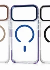 İphone 17 Pro Max  ile Uyumlu Magsafe Özellikli Kenarları Renkli Şeffaf Solo Kılıf