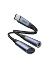 Joyroom Audio Adaptör 2İN1 (Type-C to 3.5mm+Type-C)-Siyah