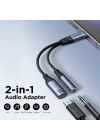 Joyroom Audio Adaptör 2İN1 (Type-C to 3.5mm+Type-C)-Siyah