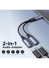 Joyroom Audio Adaptör 2in1 (Type-C to Dual Type-C)-Siyah