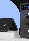 Samsung Galaxy Z Flip 3 Katlanır 2 Renkli Parmak Tutuculu Deri+Silikon Kılıf