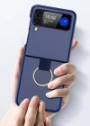 Samsung Z Flip 4 Yüzüklü Standlı Mat Kılıf &Kapak
