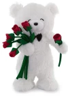 Neco Plush Fluffy Popyonlu Ve Güllü Ayı 55 Cm