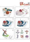 Cubic Fun 3D 45 Parça Puzzle Hollanda Değirmenleri