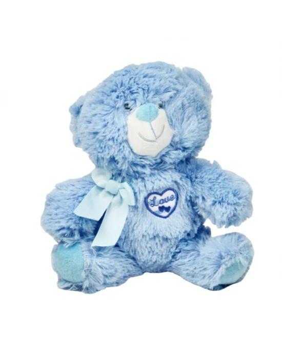 Peluş Love Kalp Desenli Mavi Ayı 28 cm