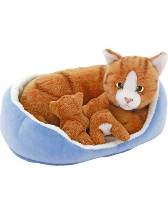 Animals Of The World Sepette Yavrulu Kedi Peluş Oyuncak