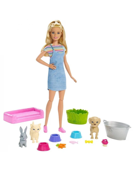 Barbie ve Hayvanları Banyo Eğlencesinde Oyun Seti
