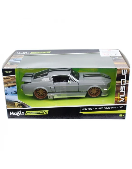 Maisto Ford Mustang GT 1967 1:24 Model Araba Gri