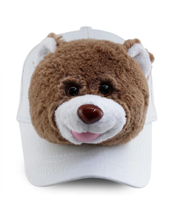 Neco Plush Boz Ayı Kep Şapka Beyaz