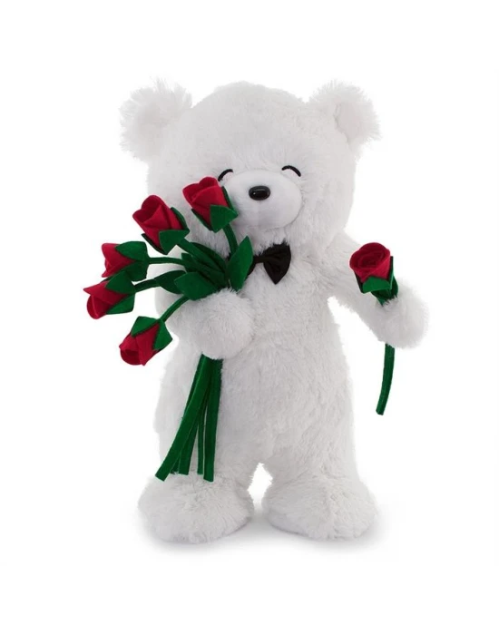 Neco Plush Fluffy Popyonlu Ve Güllü Ayı 55 Cm