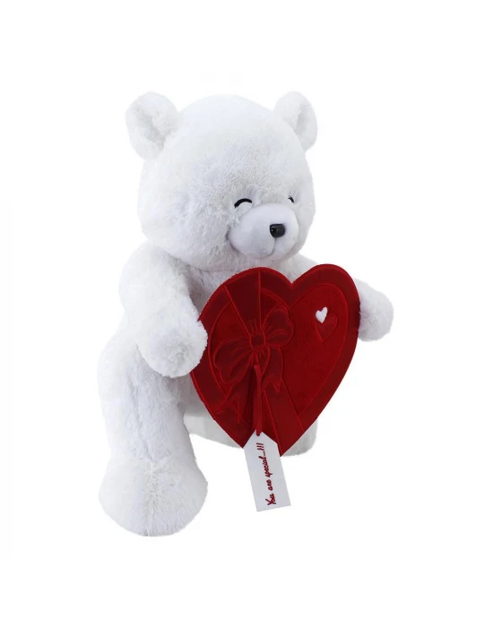 Neco Plush Fluffy Kalp Kutu Flamalı Serenat Ayı 55 Cm