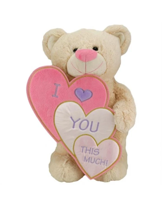 Neco Plush I Love İç İçe Kalpli Ayakta Peluş Ayı 70 cm