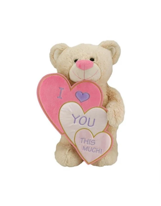 Neco Plush I Love İç İçe Kalpli Ayakta Peluş Ayı 55 cm