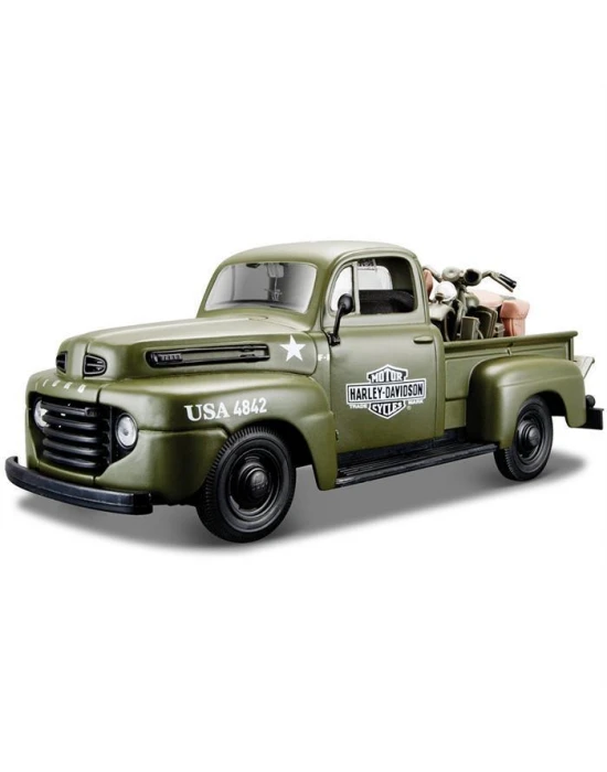 Maisto 1/24 1948 Ford F-1 Pickup Harley Davidson Model Araba