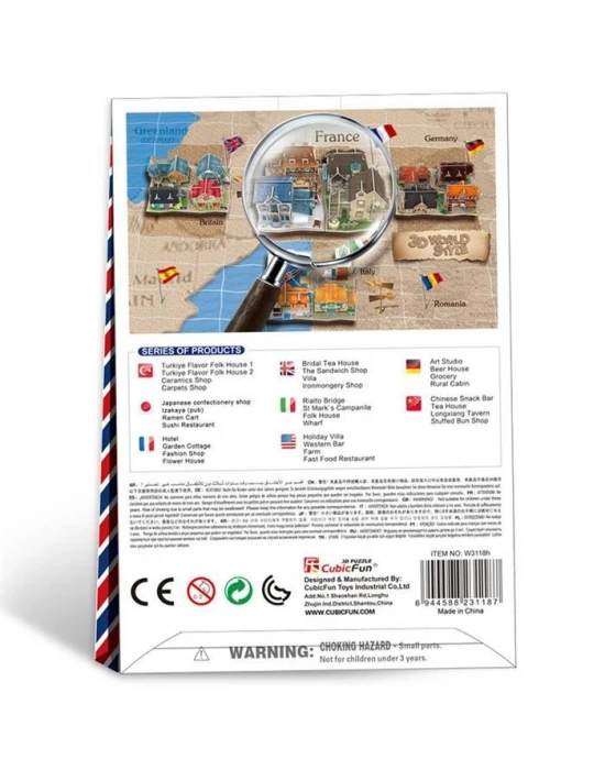 Cubic Fun 3D 36 Parça Puzzle Fransız Garden Kulübesi