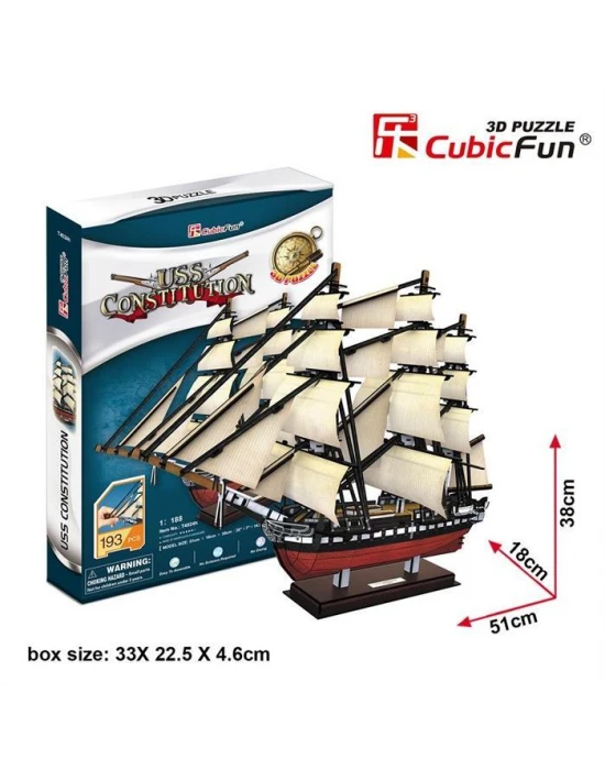 Cubic Fun 3D Puzzle 193 Parça USS Constitution Gemisi