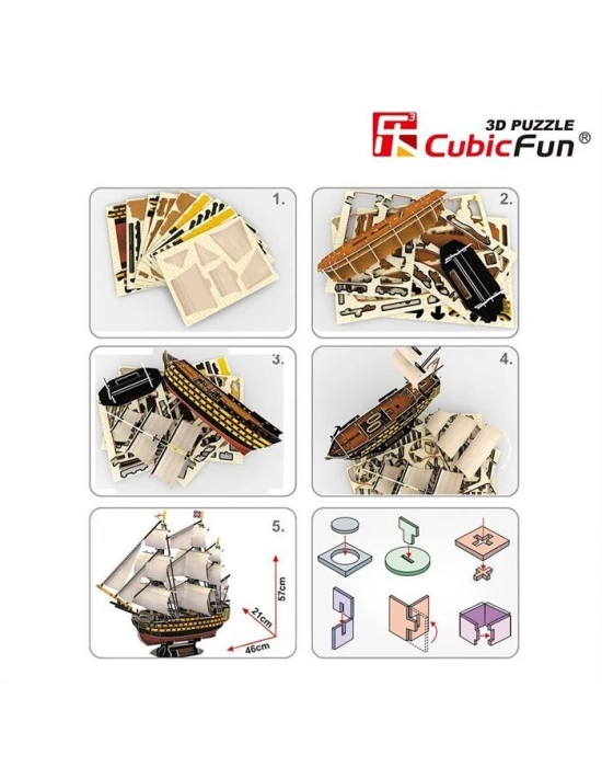 Cubic Fun 3D 189 Parça Puzzle HMS Victory Donanma Gemisi