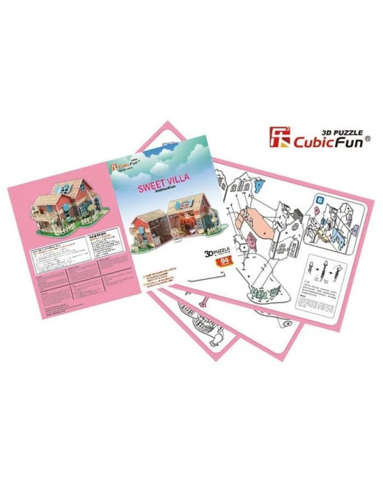 Cubic Fun 3D 84 Parça Puzzle Sevimli Villa Bebek Evi