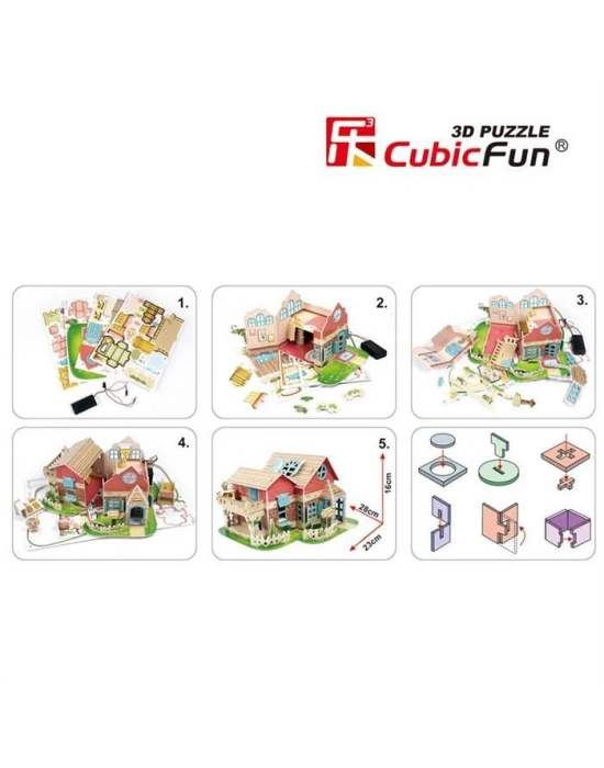 Cubic Fun 3D 84 Parça Puzzle Sevimli Villa Bebek Evi