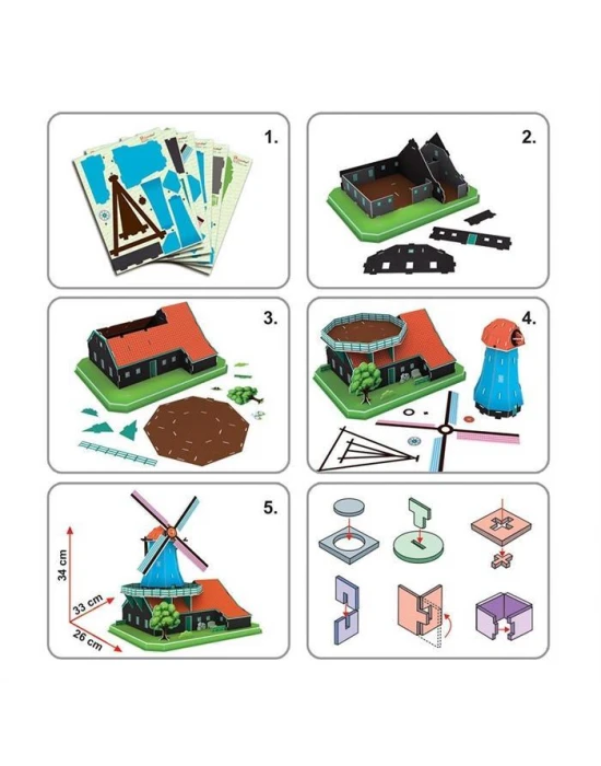 Cubic Fun 3D Puzzle 71 Parça Yel Değirmeni - Hollanda
