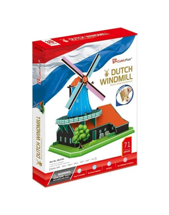 Cubic Fun 3D Puzzle 71 Parça Yel Değirmeni - Hollanda