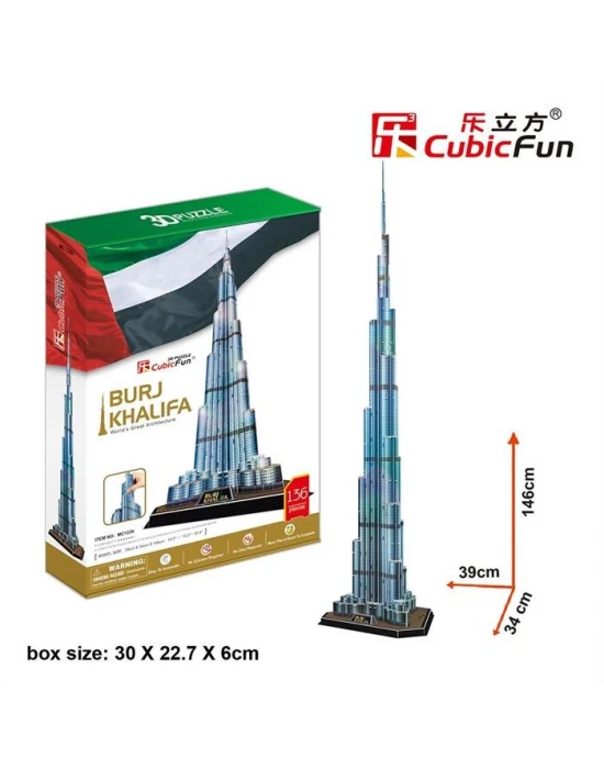 Cubic Fun 3D 136 Parça Puzzle Burç Halife Binası - Dubai