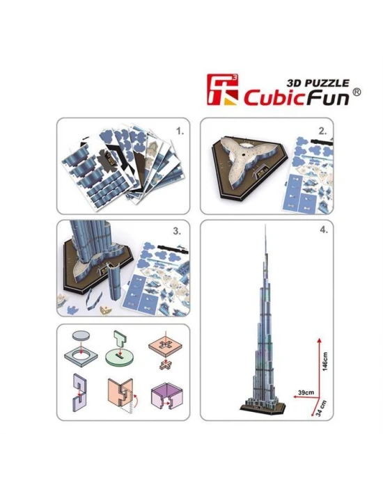 Cubic Fun 3D 136 Parça Puzzle Burç Halife Binası - Dubai