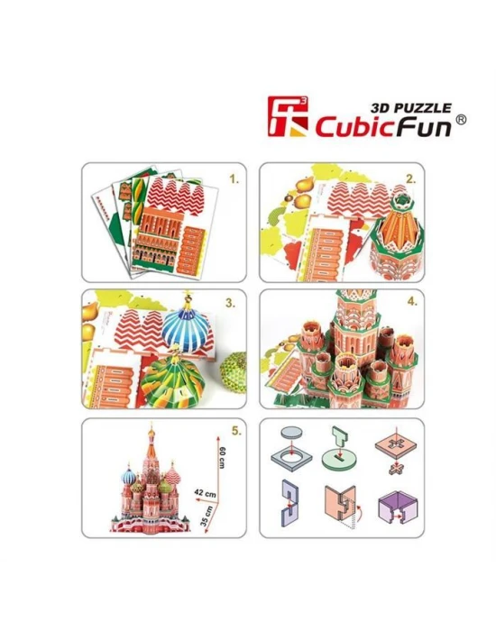 Cubic Fun 3D 173 Parça Puzzle St.Aziz Vasil Katedrali - Rusya