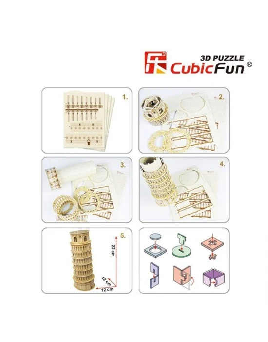 Cubic Fun 3D 30 Parça 3D Puzzle Pisa Kulesi - İtalya