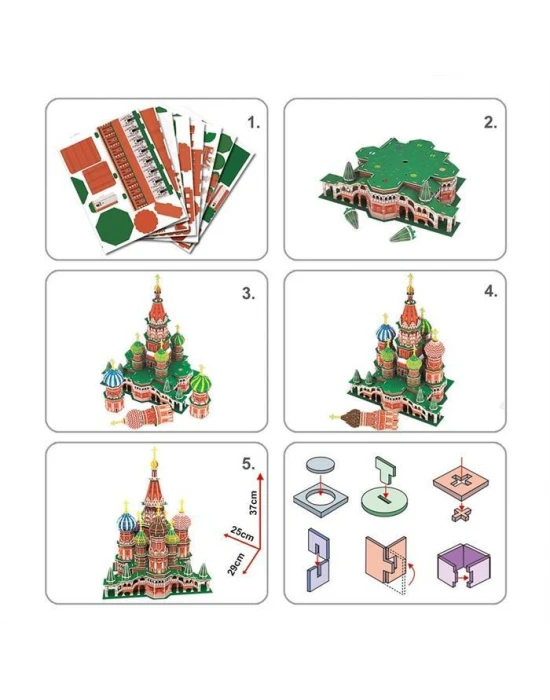 Cubic Fun 3D Puzzle 224 Parça St. Basils Katadrali - Rusya (Led