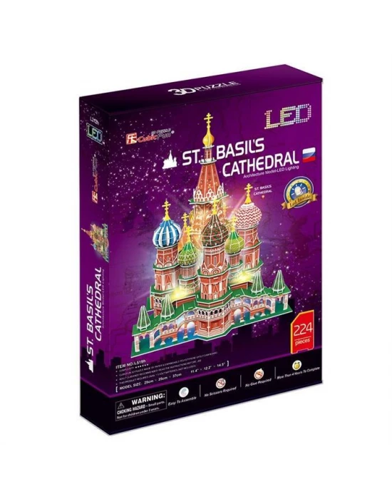 Cubic Fun 3D Puzzle 224 Parça St. Basils Katadrali - Rusya (Led
